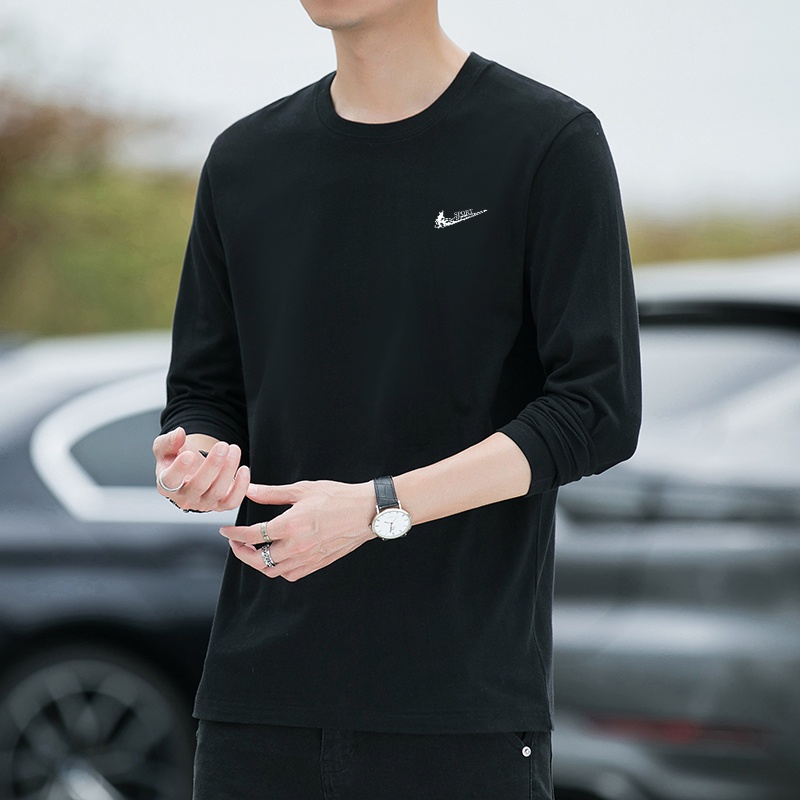 耐克顿纯棉圆领卫衣男士2025新款春秋薄款长袖t恤潮流百搭打底衫