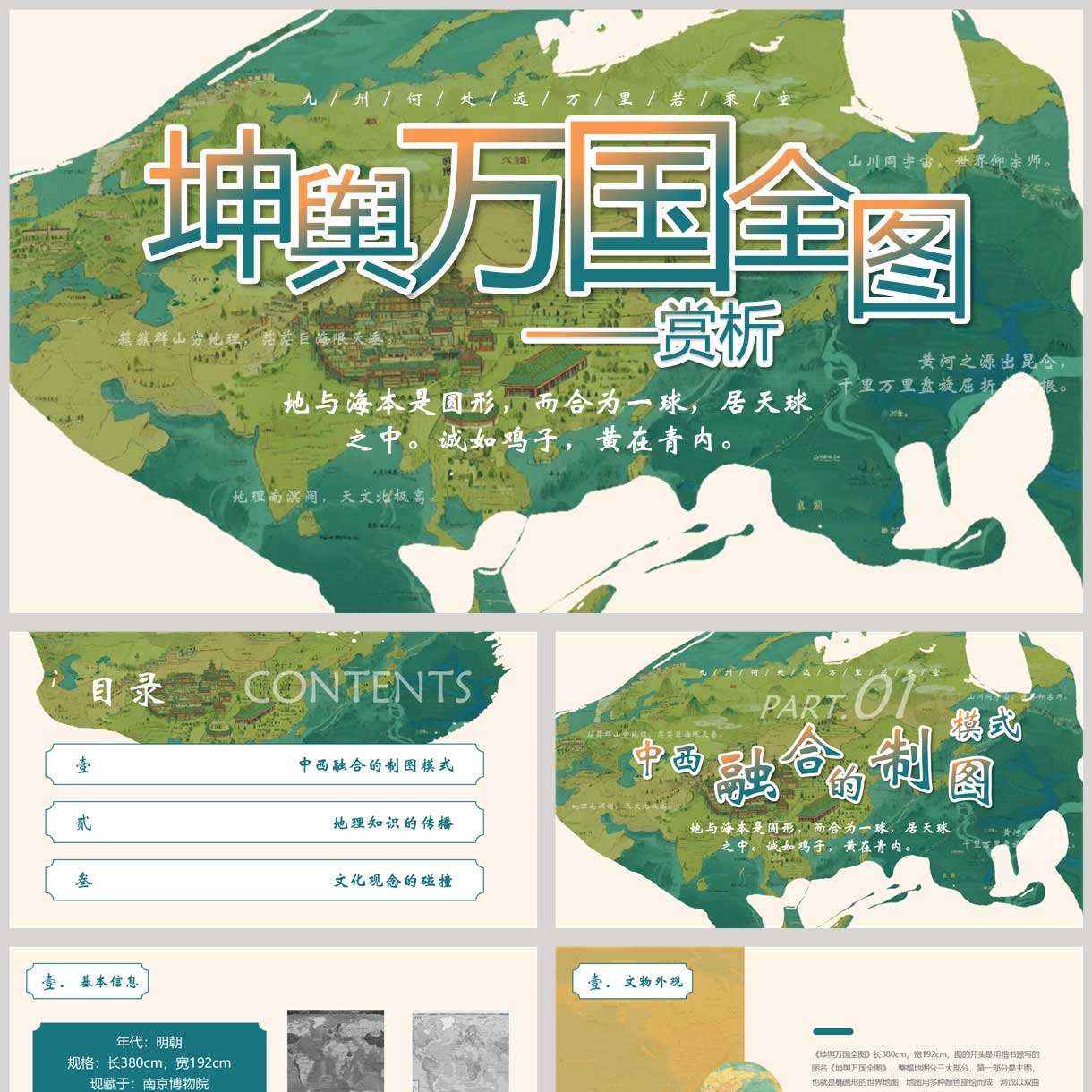 【PPT成品】坤舆万国全图赏析PPT模板