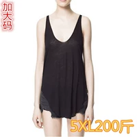 Fat MM size lớn của phụ nữ lỏng lẻo áo thun đáy quần sâu V-cổ vest 200 kg áo không đều đã mỏng - Áo ba lỗ váy nữ
