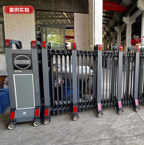 电动伸缩门厂家铝合金智能遥控工地无轨门工厂铝合金自动收缩大门