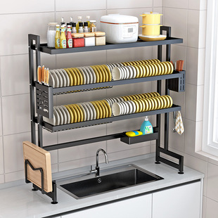 厨房可调节置物架水槽沥水架多层碗碟收纳架台面多功能水池放碗架