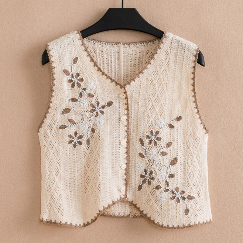 春季外穿绣花马甲女外搭毛衣外套