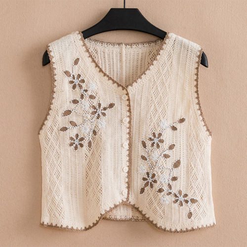 春季外穿绣花马甲女外搭毛衣外套