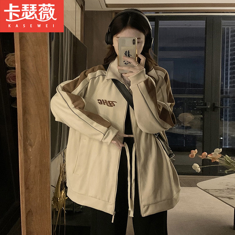 美式环保麂皮绒夹克情侣外套男女秋季新款初中高中学生运动棒球服