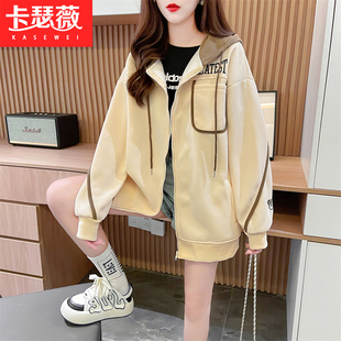 韩版连帽设计感卫衣外套少女2026早秋新款初中高中学生宽松上衣潮