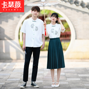 高中生毕业礼服新中式合唱演出服初中学生班服夏季复古民国学院风