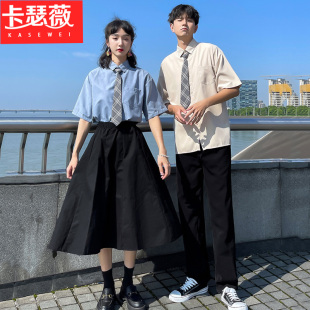 情侣装JK制服DK衬衫班服夏季套装英伦学院风学生校服毕业女生长裙