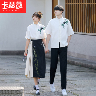 高中生班服古风墨竹夏季套装毕业学院风新中式初中合唱舞台演出服