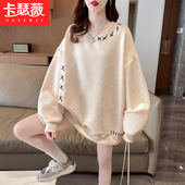 韩版 初中高中学生宽松外套上衣 新款 提花绣薄款 卫衣少女2026春秋季