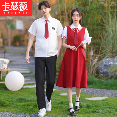 学院风初中生班服套装假两件衬衫连衣裙高中学生合唱演出比赛服装