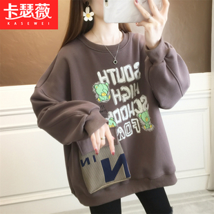 2026春秋薄圆领长袖卫衣少女韩版初中高中学生宽松显瘦设计感上衣
