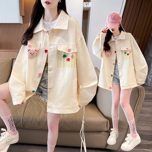 蕾丝拼接翻领外套少女2025秋冬初中高中学生多巴胺甜美棒球服夹克