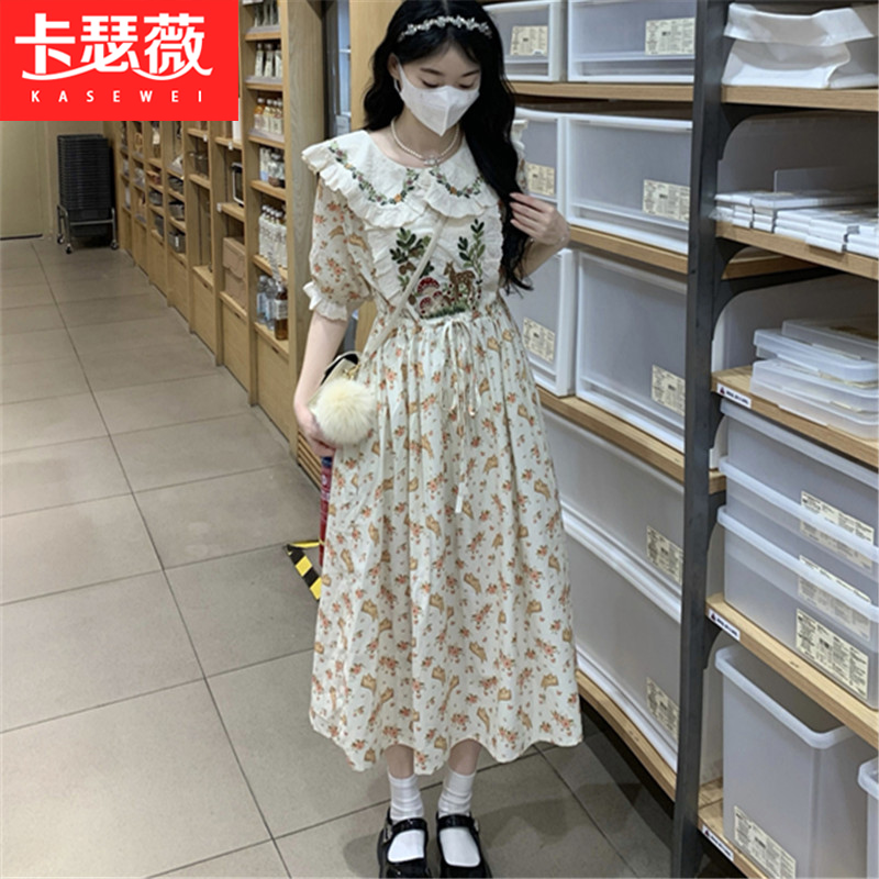 碎花复古田园风少女甜美裙子