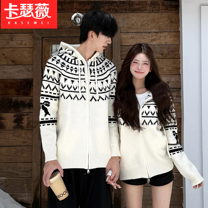 情侣装秋冬2025新款加厚毛衣男女韩版宽松法式针织衫开衫外套潮牌