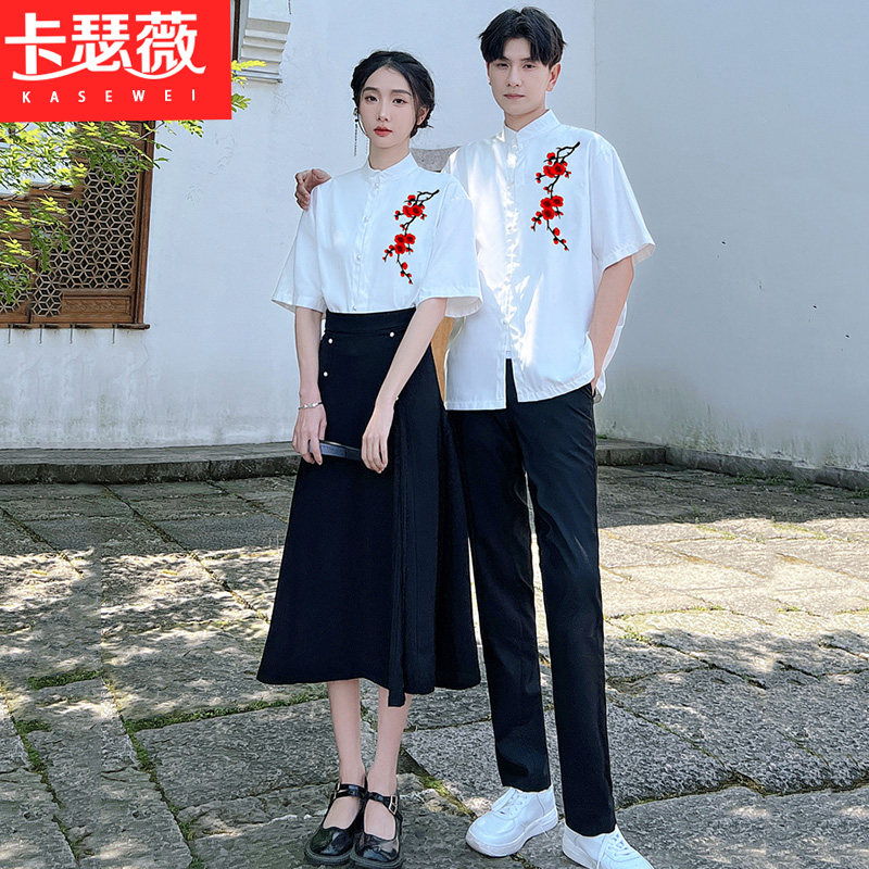 2023夏情侣装学院风古风毕业照舞台服国风改良汉服班服校服高中生