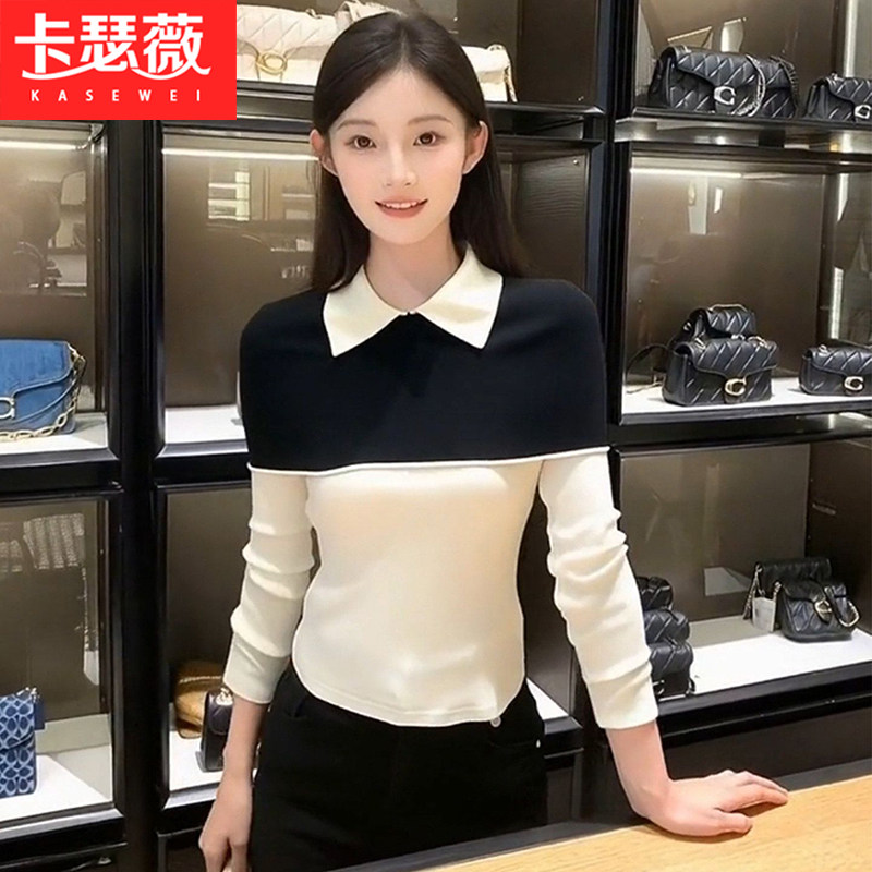 条纹Polo领针织毛衣少女2026春秋季新款初中高中学生宽松显瘦上衣,女装/女士精品,毛衣,淘宝优惠券,粉丝福利购,淘宝优惠卷