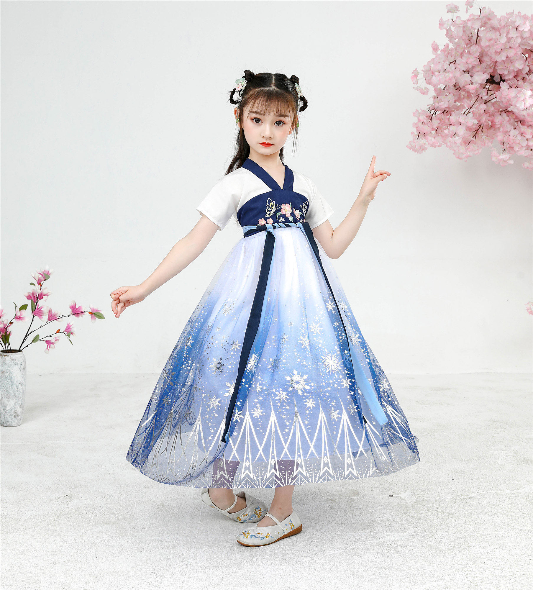 新款儿童汉服夏季齐胸襦裙女童仙女服中国风古装连衣裙薄款短袖