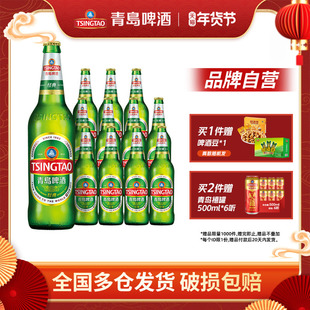 青岛啤酒经典600ml*12瓶玻璃瓶啤装整箱包邮