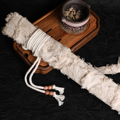 米色补丁流苏竹笛套加厚