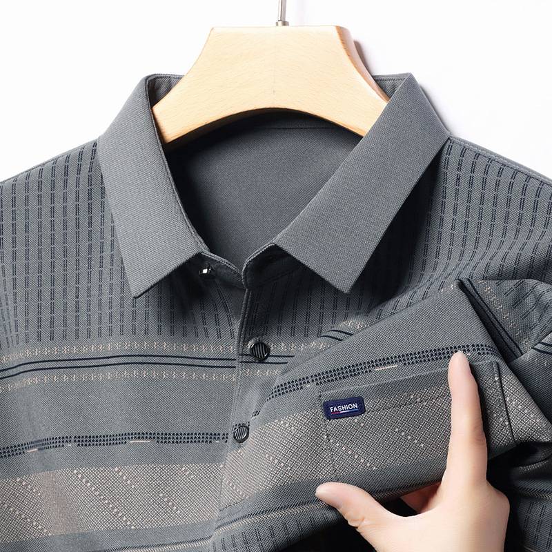 春秋季新品爸爸装上衣条纹POLO
