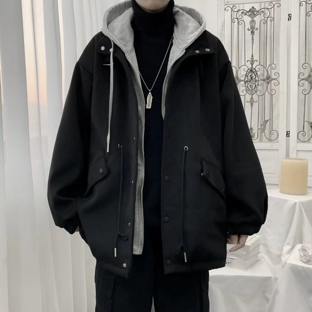 暗黑系ins潮牌高街呢料外套男士