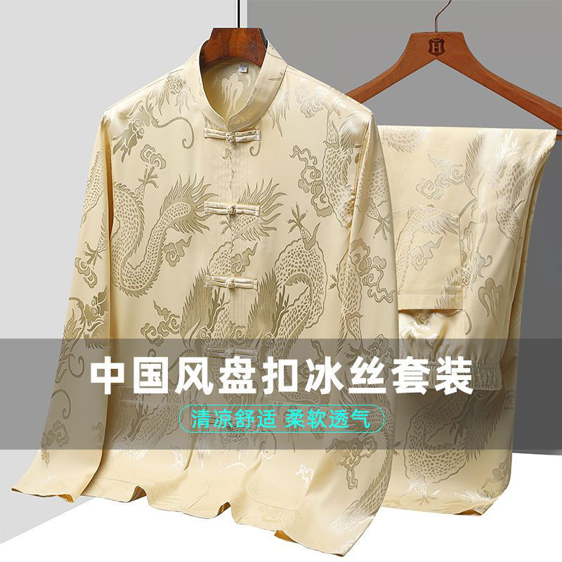 中老年唐装男士爷爷夏装衬衫