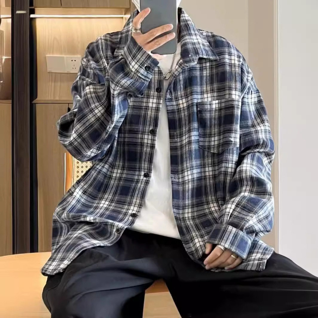 格子衬衫男长袖春季新款青少年