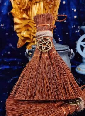 精致桌面扫把 扫帚道具 五芒星 三相月 清洁扫把 水元素手工