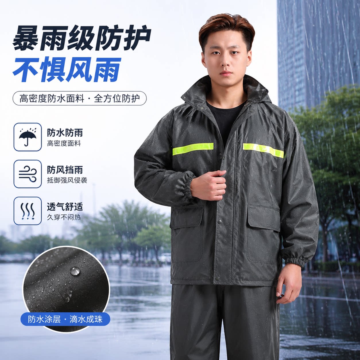 分体雨衣雨裤加大防雨登山套装