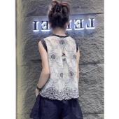 新款 潮 小衫 民族风印花上衣女2025夏季 休闲百搭高级感流行别致无袖