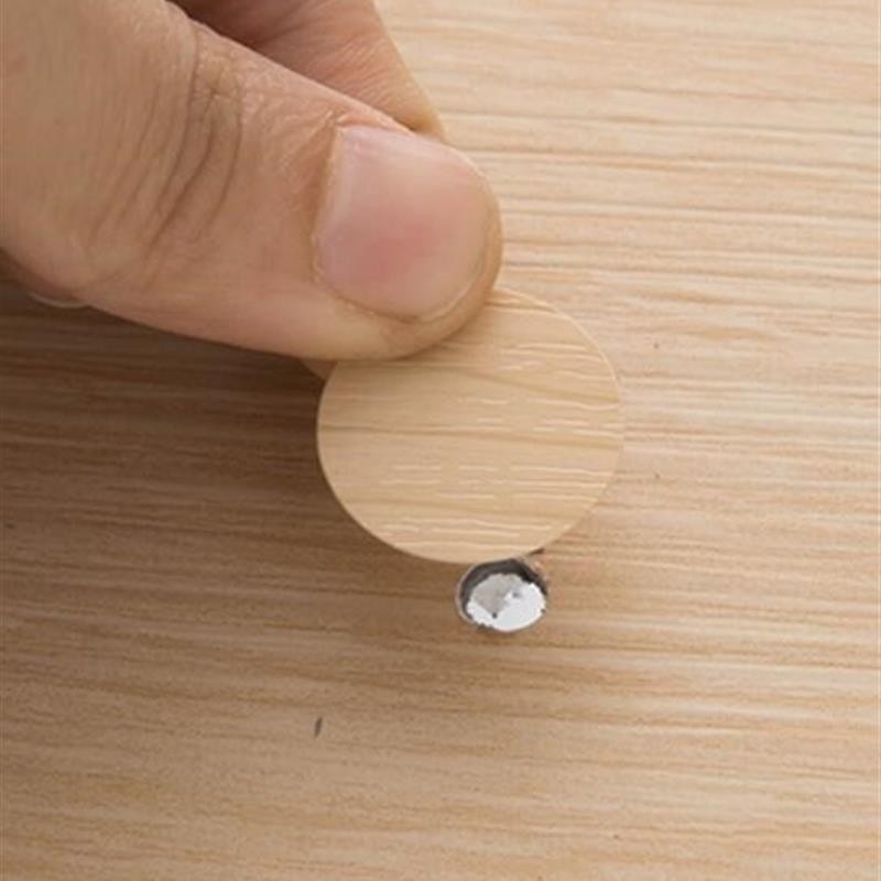 家具柜圆型粘墙木纹洞孔深灰衣柜螺丝孔贴纸圆螺家遮丑盖象牙白I