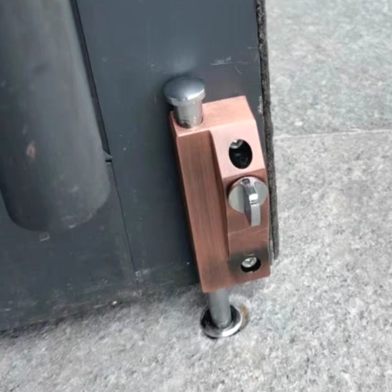 肯德基门有框门门锁玻璃锁落地锁弹簧插销锁地锁明装旋转门铝合.