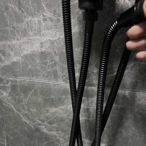 雅黑色花洒软管不锈钢加厚防爆家用喷头连接热水器出水管配件大.