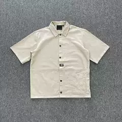 Drill Syna World Workwear Short-Sleeved Shirt Khaki Top Cench Celebrity Style