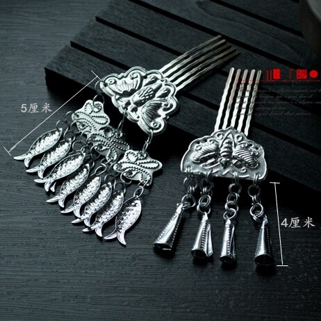 手工古装饰品配饰 小鱼儿发钗汉服头饰发梳 银色流苏首饰可改发夹