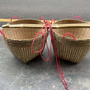 竹编大箩筐带盖子结婚喜庆拜神大竹筐手工编织头层竹青皮摘菜筐