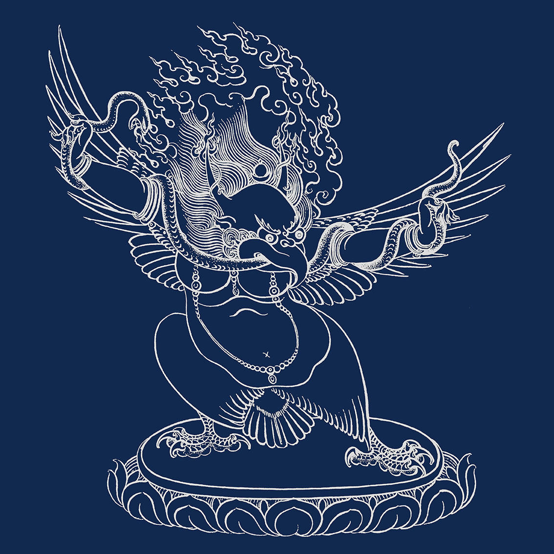 唐卡高清图 金翅鸟 金刚大鹏白描 线稿描金 挂画唐卡涂色 diy手绘