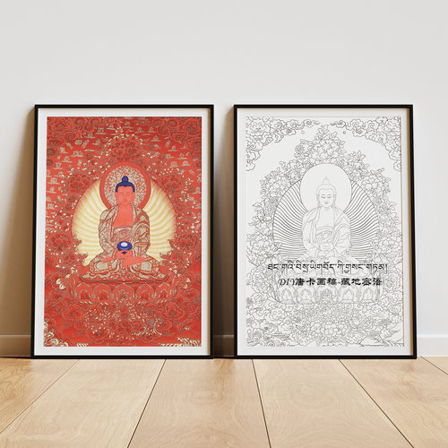 阿弥陀佛唐卡纯棉油画布唐卡描金