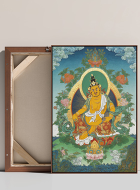黄财神纯棉油画布唐卡描金
