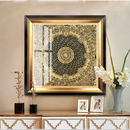 六字真言咒轮唐卡佛像涂色描金