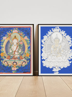 纯棉油画布西藏唐卡描金线稿