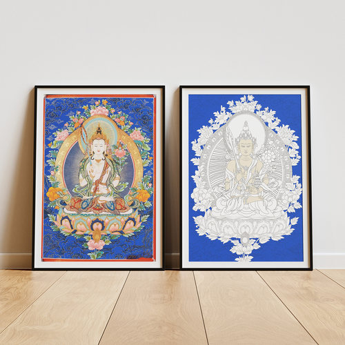 纯棉油画布西藏唐卡描金线稿