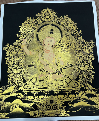 文殊菩萨西藏手绘佛像唐卡