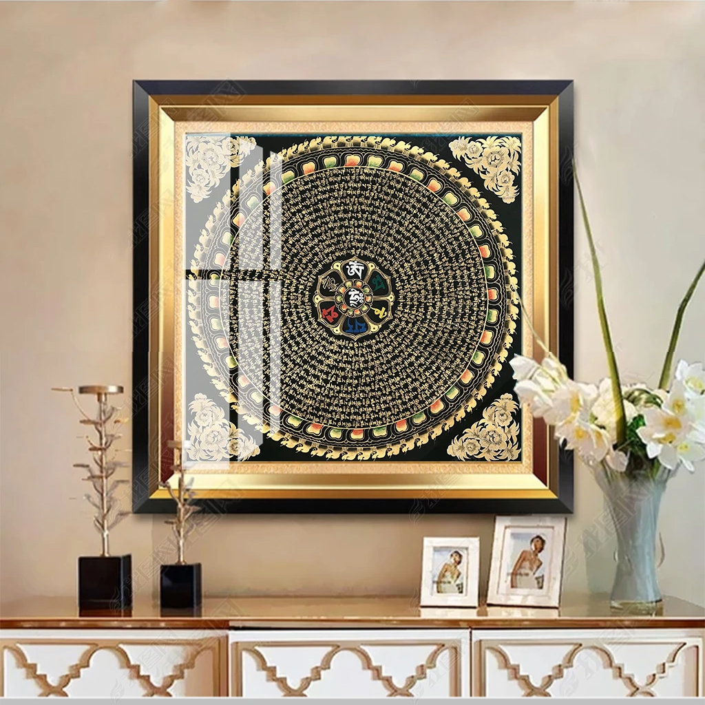 六字真言唐卡布面diy填色装饰画