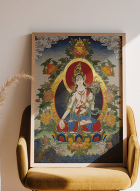 白度母纯棉油画布热贡唐卡描金