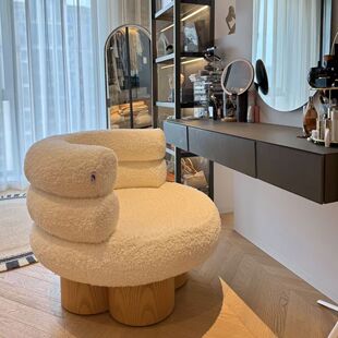 奶油风梳妆椅女生衣帽间卧室化妆椅家用网红懒人化妆凳客厅休闲椅