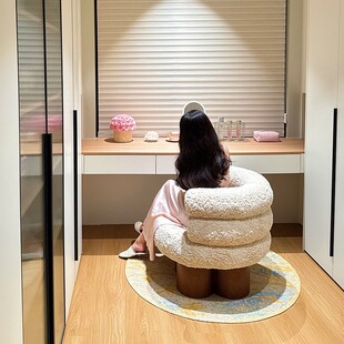 轻奢风化妆凳女生衣帽间卧室梳妆台椅子单人沙发椅网红休闲化妆椅