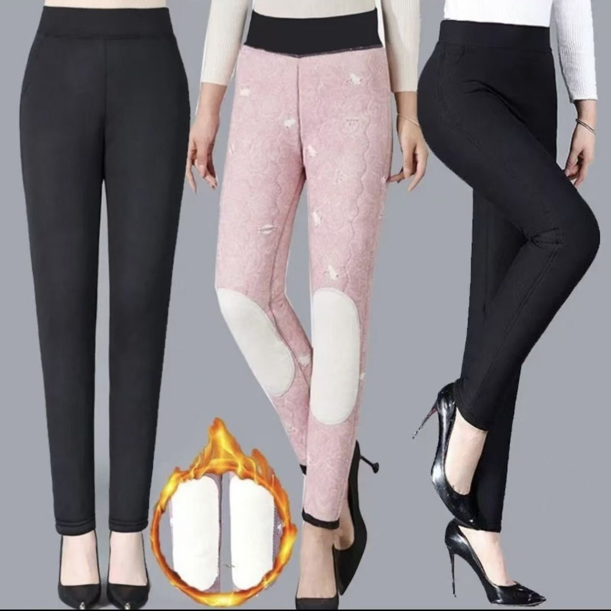 高腰新款冬季加绒加厚外穿大码女士东北护腰护膝妈妈保暖底裤棉裤