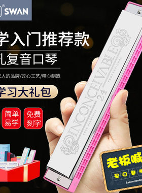 天鹅24孔复音28孔重音口琴
