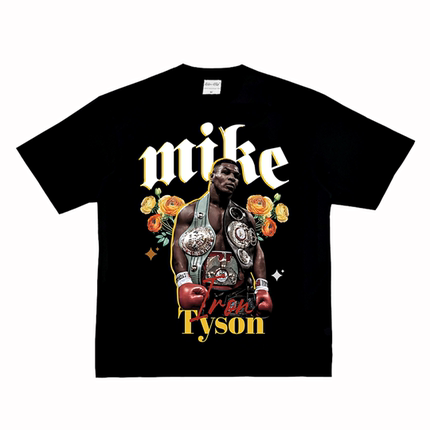 迈克 泰森 Mike Tyson 美式做旧VTG纯棉拳击小领口复古长短袖tT恤